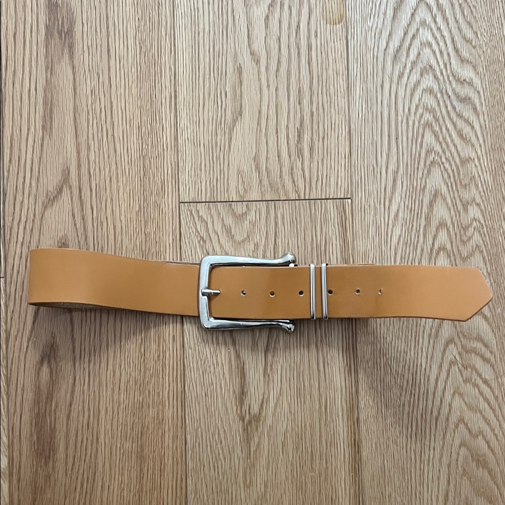 Yellow leather belt with western style buckle